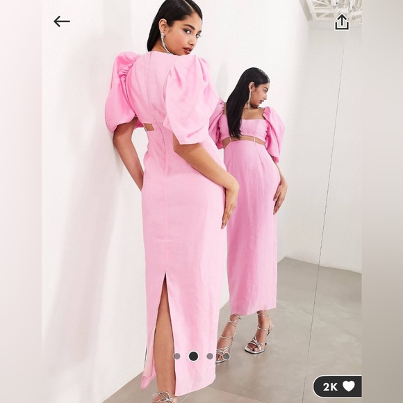 ASO Puff Shoulder Dress NWT - Picture 3 of 6